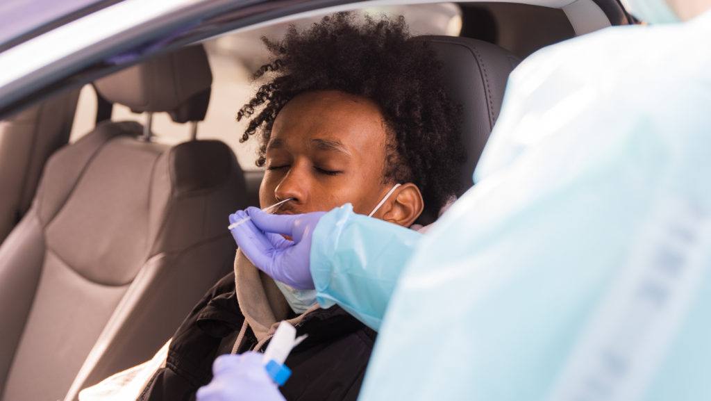 Rapid Antigen Test Being Administered
